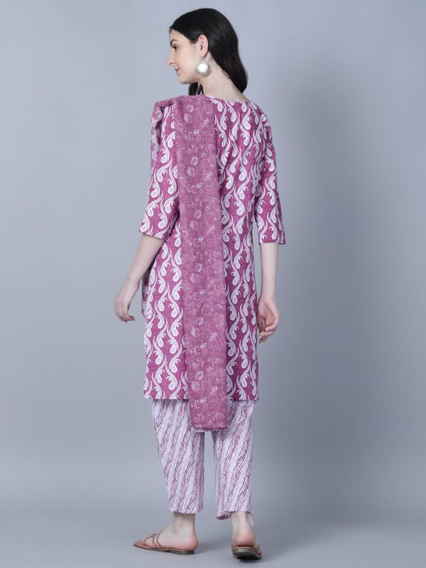 Women's Cotton Kurta Set – Wine with White Print